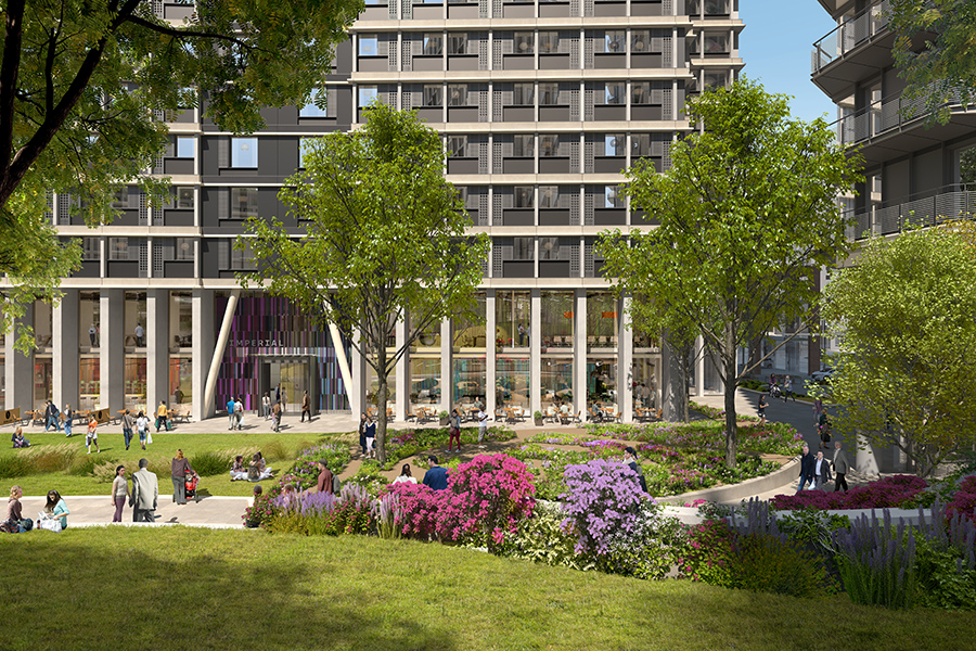 New public realm and building F